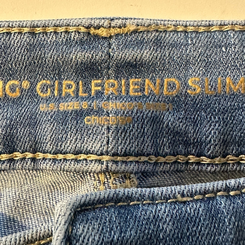 Chico's Blue Denim Girlfriend Slim Jeans - Picture 3 of 4